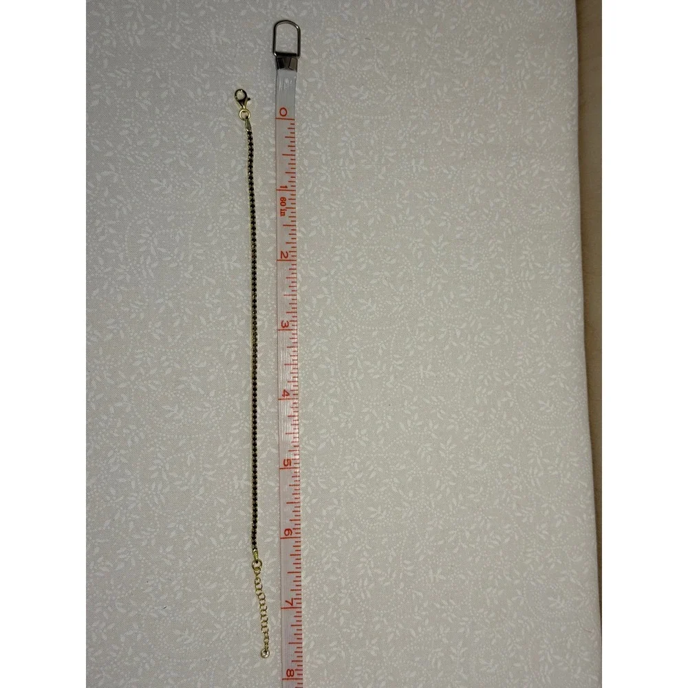 Gold plated Sterling Silver 925 Black Crystal Tennis Bracelet 6.5-7.75 Inch